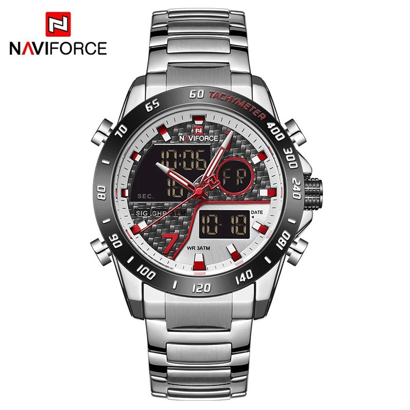 Luxury Military Sport Watch – Steel Strap Quartz Digital Wristwatch