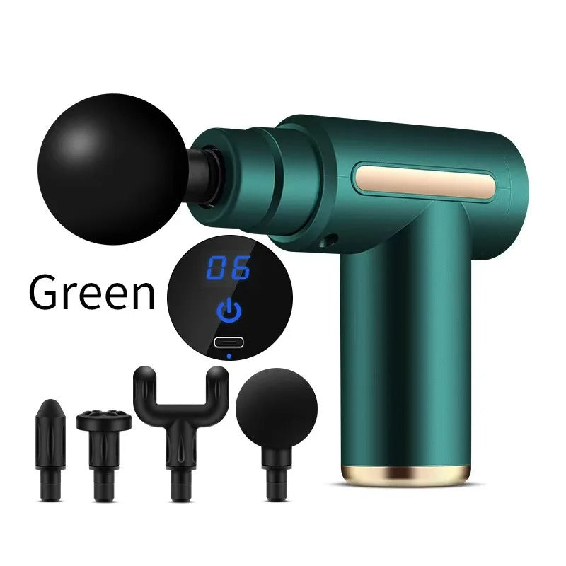 Multifunctional Mini Electric Fascia Gun Powerful Vibration Relaxer 4 Replaceable Heads For Muscle Relief Fitness