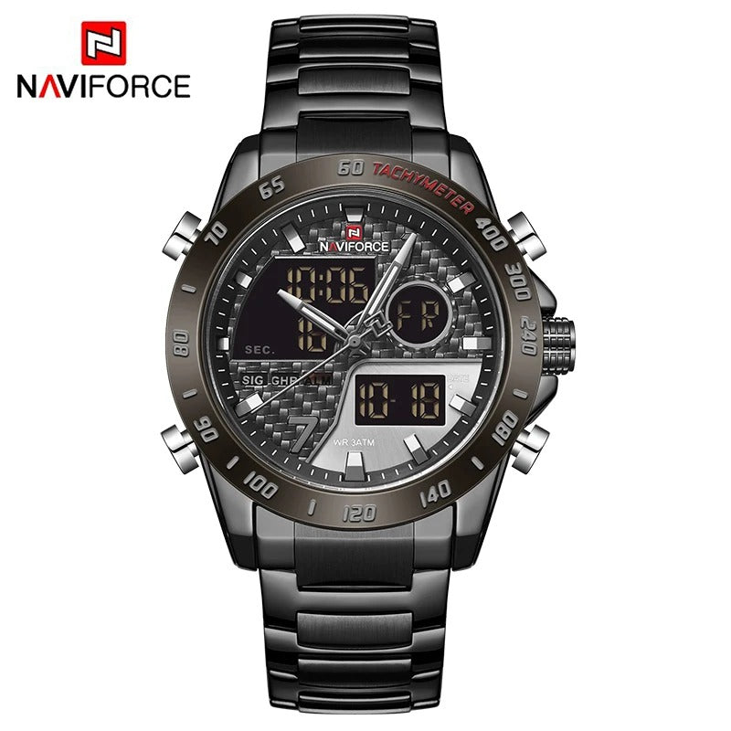 Luxury Military Sport Watch – Steel Strap Quartz Digital Wristwatch