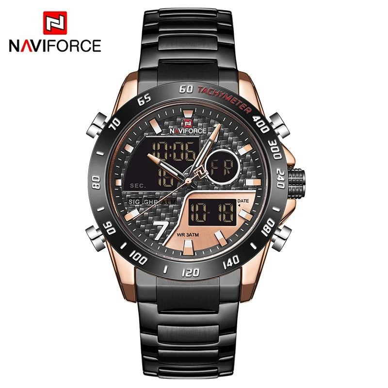 Luxury Military Sport Watch – Steel Strap Quartz Digital Wristwatch