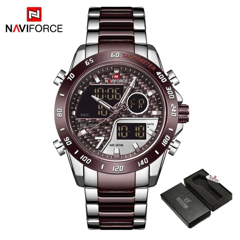 Luxury Military Sport Watch – Steel Strap Quartz Digital Wristwatch