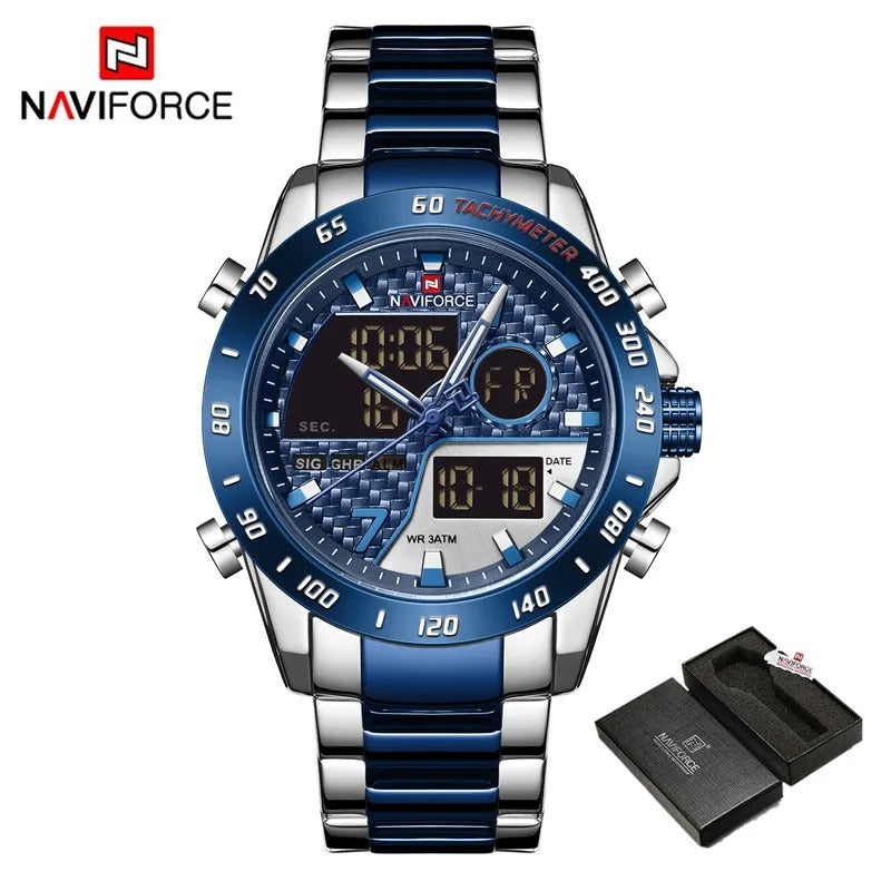 Luxury Military Sport Watch – Steel Strap Quartz Digital Wristwatch