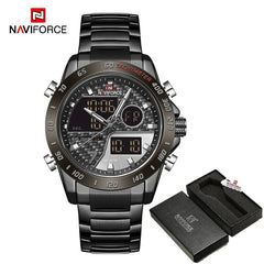 Luxury Military Sport Watch – Steel Strap Quartz Digital Wristwatch