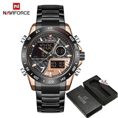 Luxury Military Sport Watch – Steel Strap Quartz Digital Wristwatch
