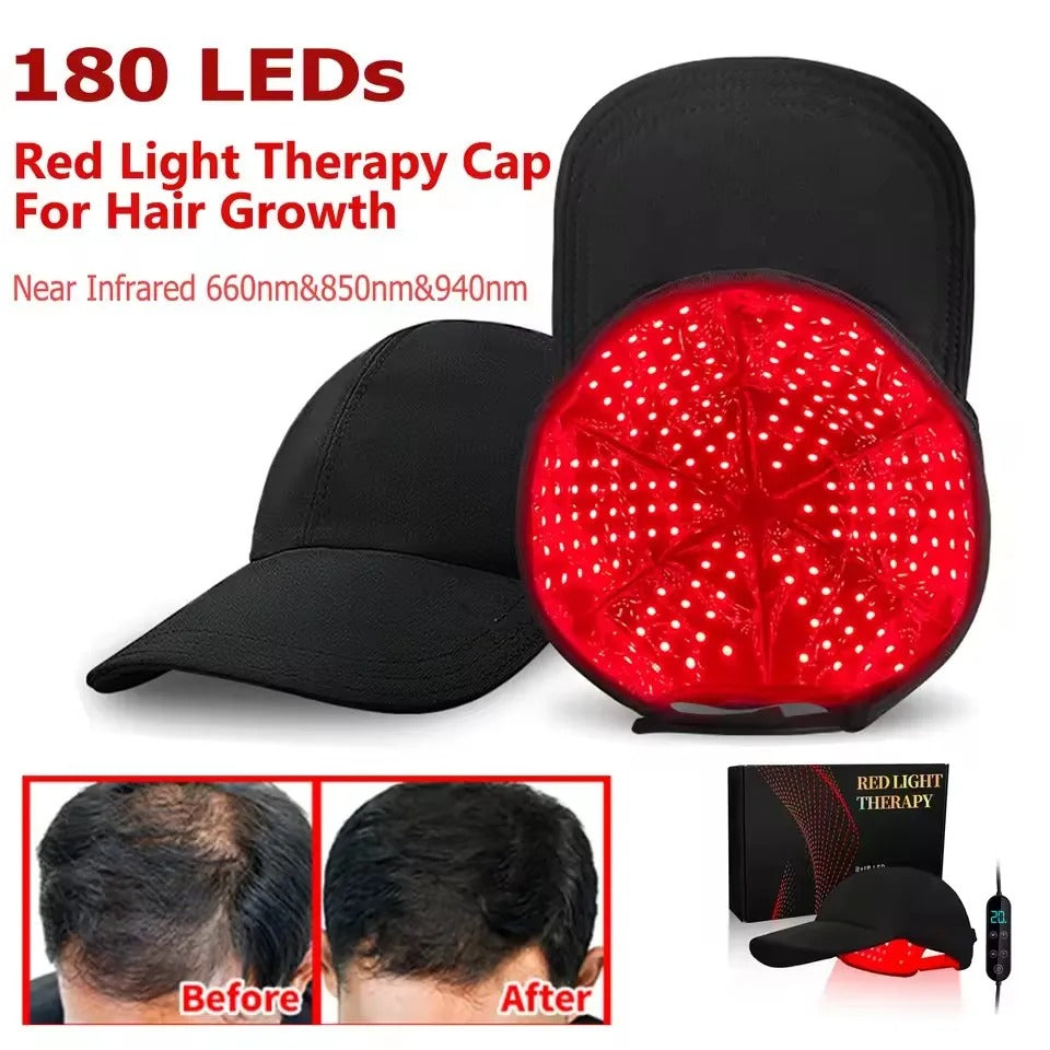 LED Infrared Hair Growth Cap Red & Blue Light Scalp Therapy Hat USB Rechargeable