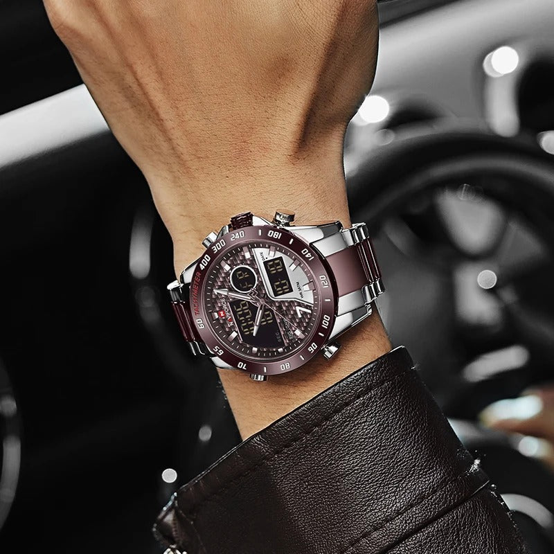 Luxury Military Sport Watch – Steel Strap Quartz Digital Wristwatch