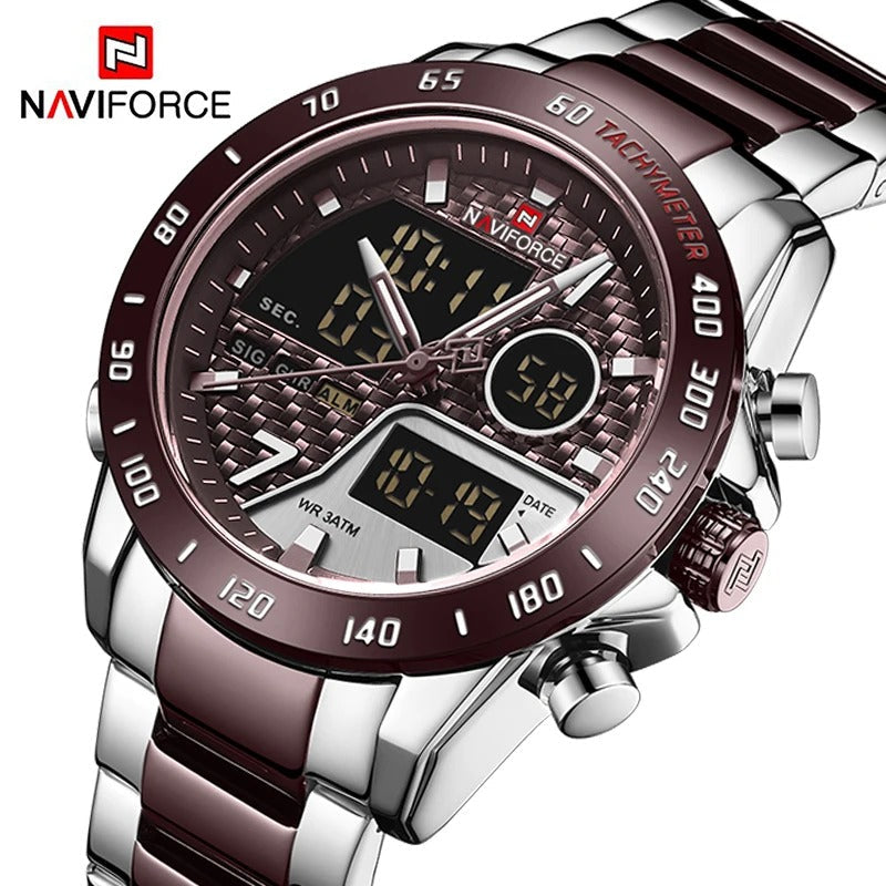 Luxury Military Sport Watch – Steel Strap Quartz Digital Wristwatch