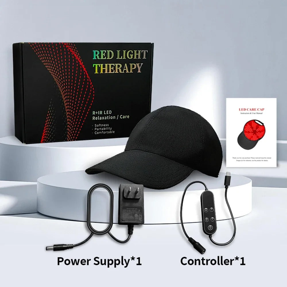 LED Infrared Hair Growth Cap Red & Blue Light Scalp Therapy Hat USB Rechargeable