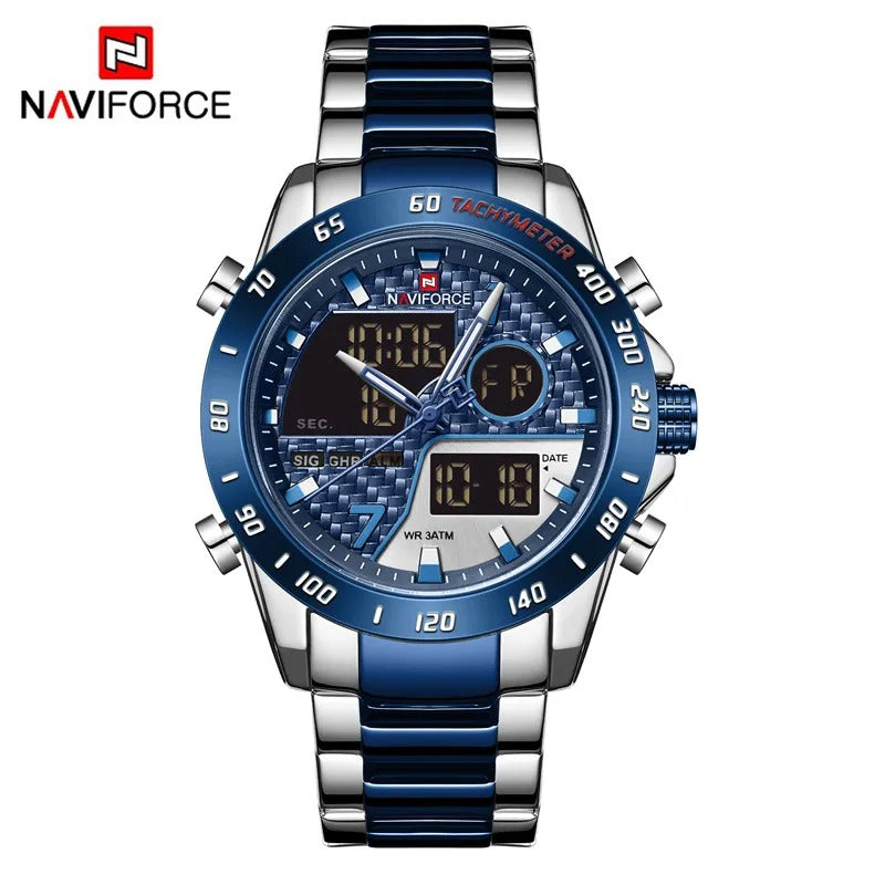 Luxury Military Sport Watch – Steel Strap Quartz Digital Wristwatch